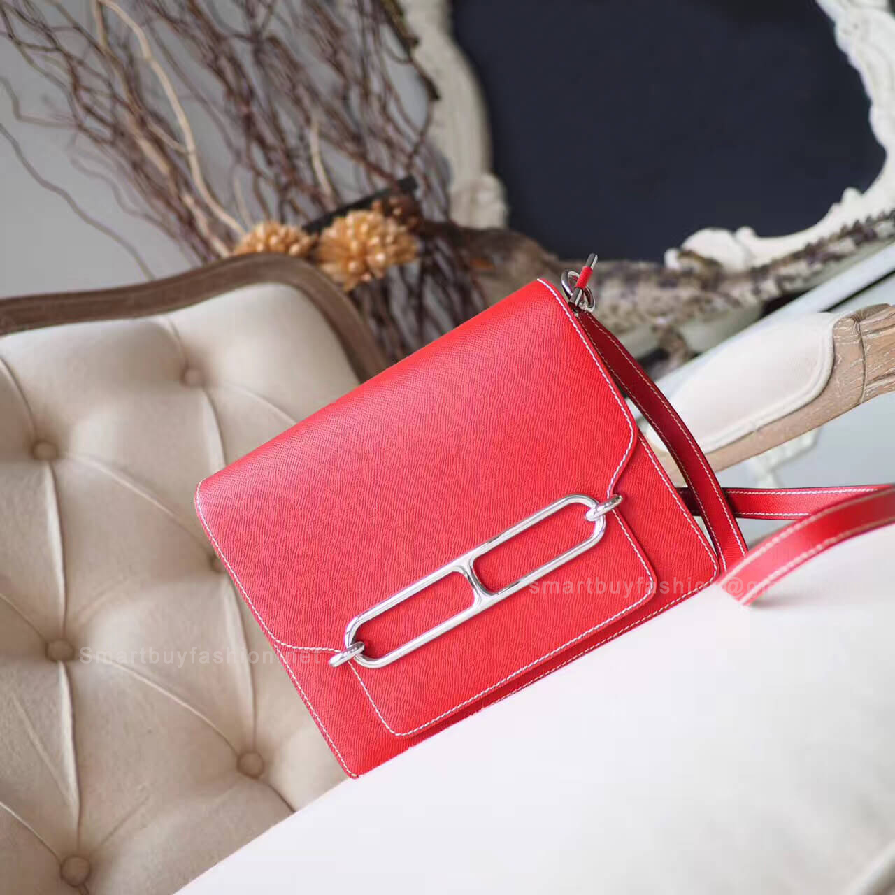 Hermes Roulis 23 Bag in q5 Rouge Casaque Epsom PHW